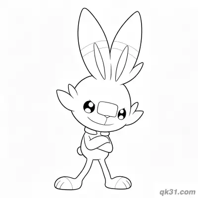 Free printable Scorbunny Confident Smile Coloring Page coloring page