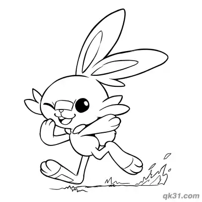 Free printable Scorbunny Eyes Closed Running Coloring Page coloring page