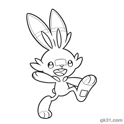 Free printable Scorbunny Jumping Coloring Page coloring page