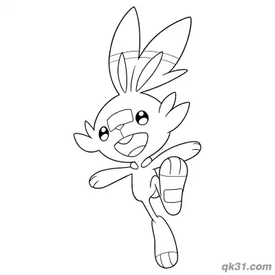 Free printable Scorbunny Jumping Motion Coloring Page coloring page
