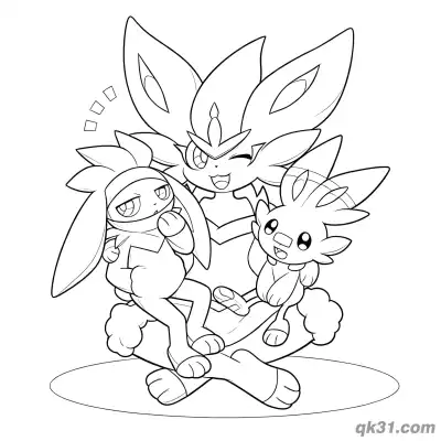 Free printable Scorbunny Raboot Cinderace Group Coloring Page coloring page