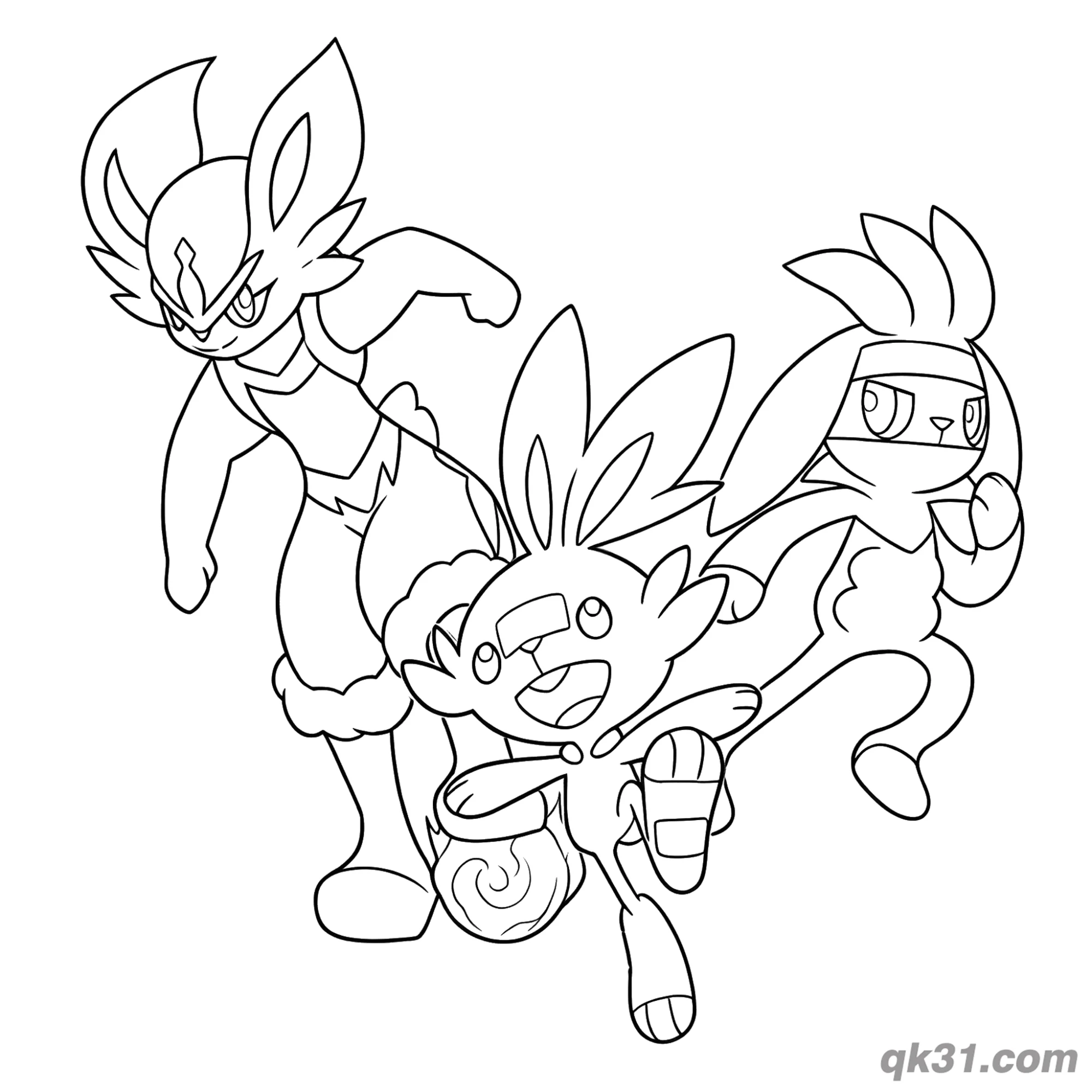 Scorbunny Raboot Cinderace Running Coloring Page – Free Printable Coloring Page for Kids and Adults