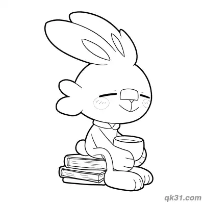 Free printable Scorbunny Reading Books Drinking Tea Coloring Page coloring page