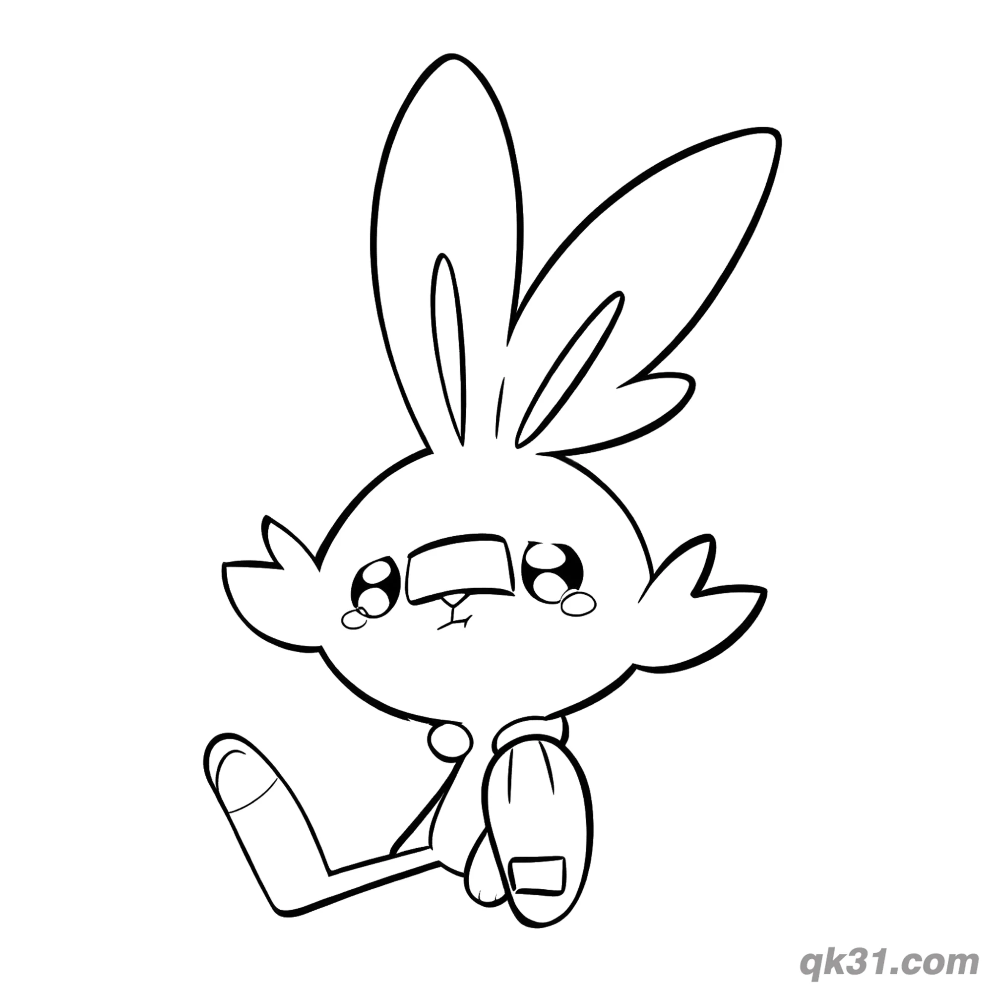 Scorbunny Sad Sitting Watery Eyes Coloring Page – Free Printable Coloring Page for Kids and Adults