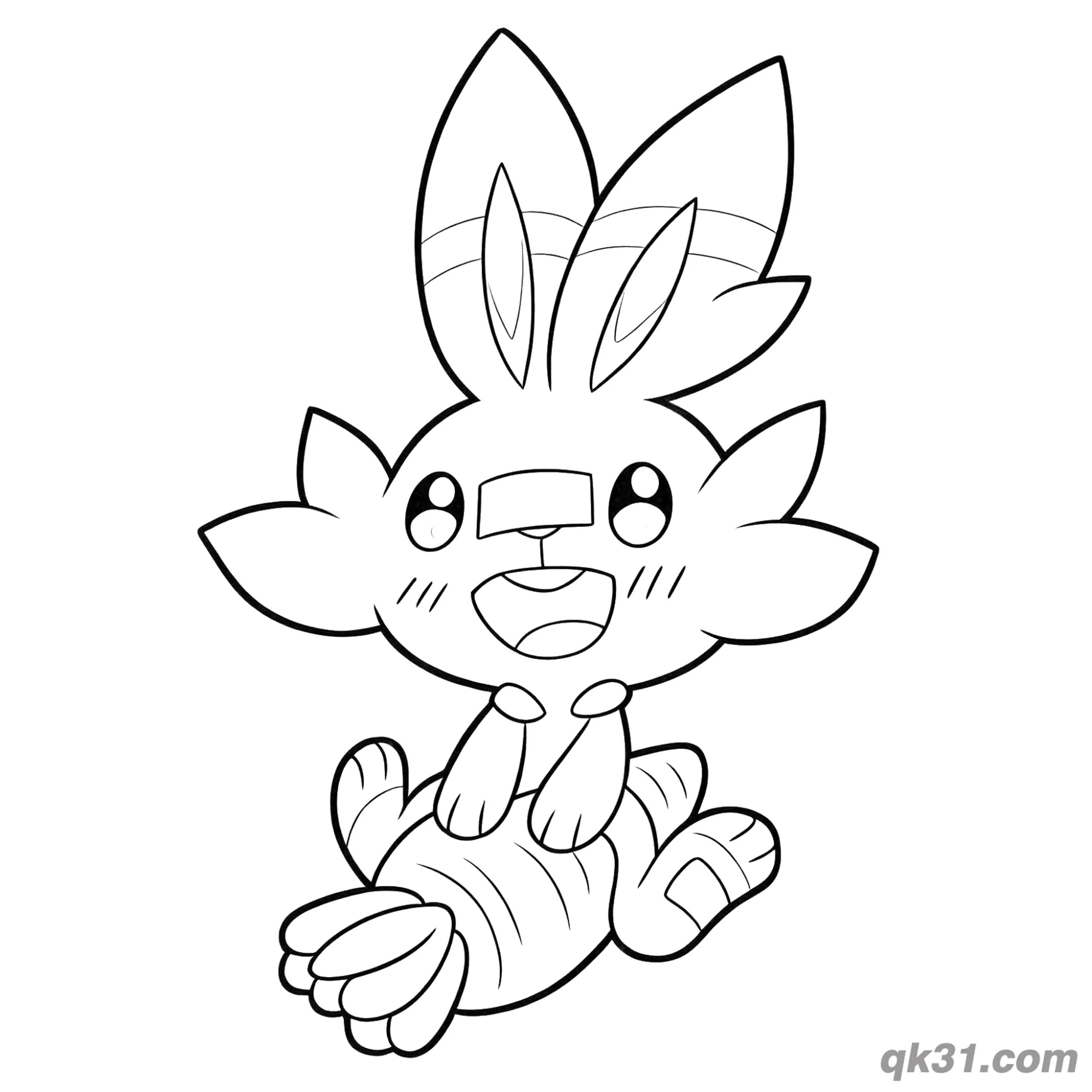 Scorbunny Sitting Cute Coloring Page – Free Printable Coloring Page for Kids and Adults