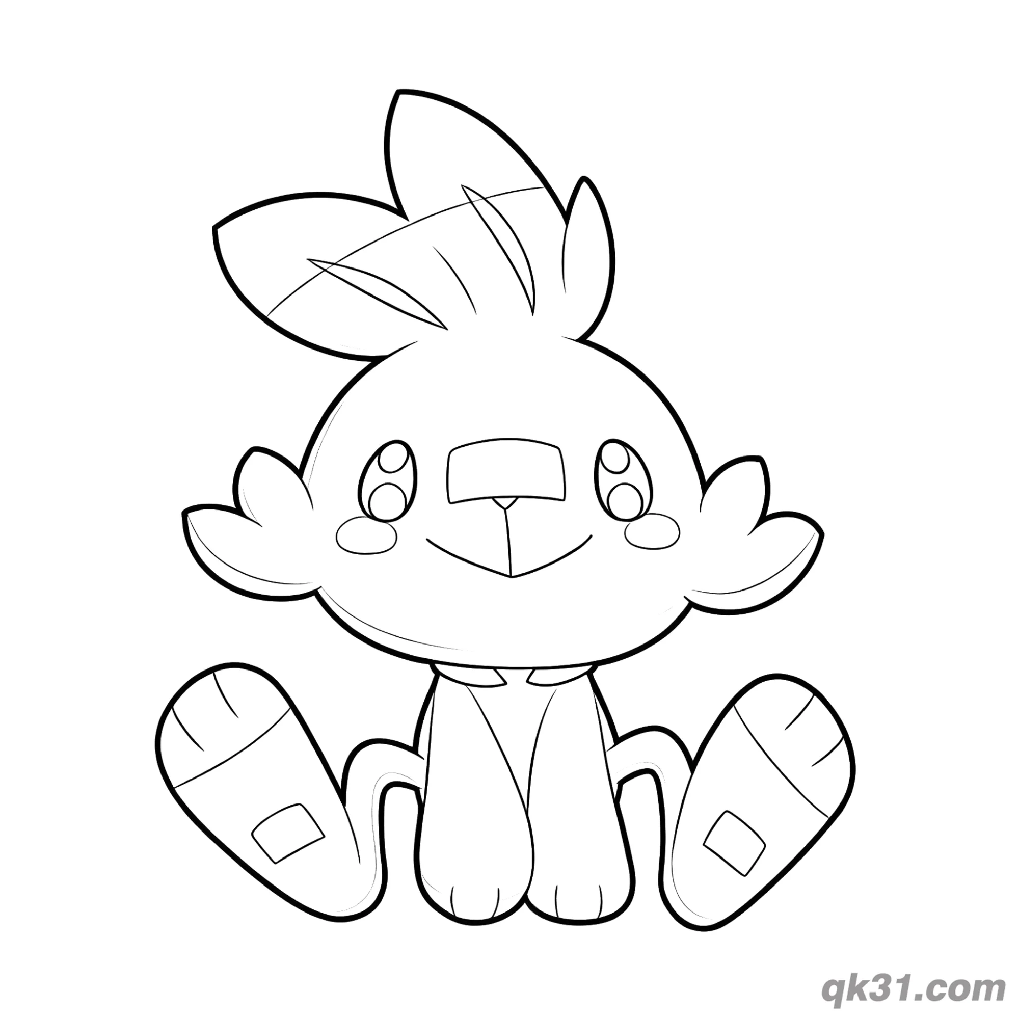 Scorbunny Sitting Smile Coloring Page – Free Printable Coloring Page for Kids and Adults