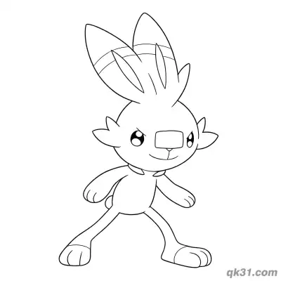 Free printable Scorbunny Walking Coloring Page coloring page
