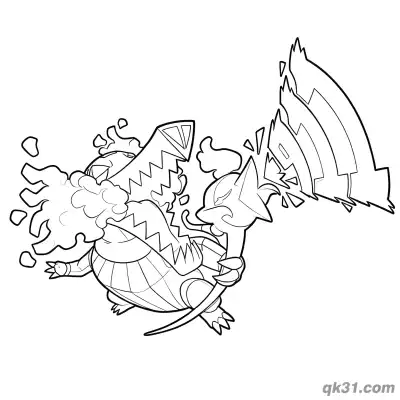Free printable Skeledirge Pokémon Battle Attack Pose Coloring Page coloring page