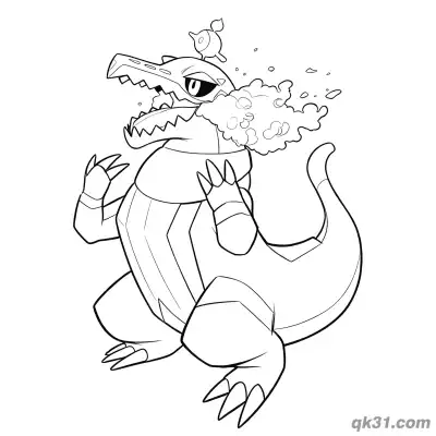 Free printable Skeledirge Pokémon Blowing Bubbles Coloring Page coloring page