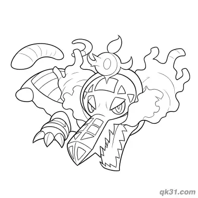 Free printable Skeledirge Pokémon Close Up Attack Pose Coloring Page coloring page