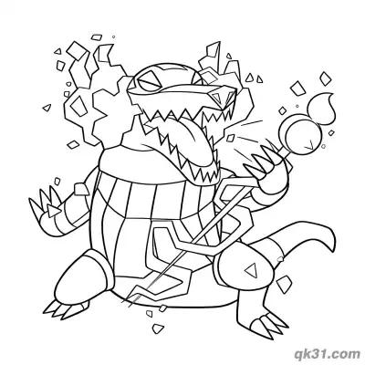 Free printable Skeledirge Pokémon Holding Baton with Debris Coloring Page coloring page