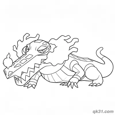 Free printable Skeledirge Crouching Stealth Coloring Page coloring page