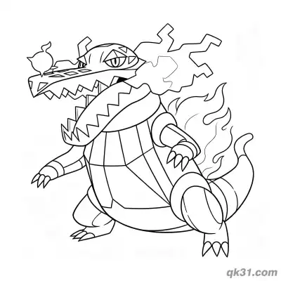 Free printable Skeledirge Roaring Fire Breath Coloring Page coloring page