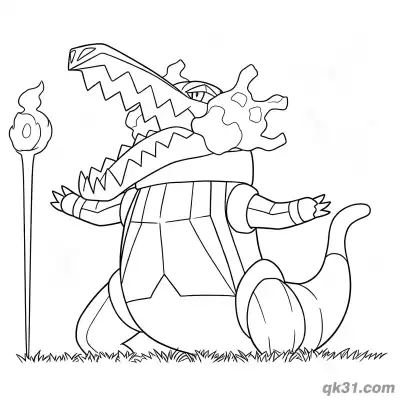 Free printable Skeledirge Torch Battle Coloring Page coloring page