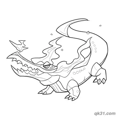 Free printable Skeledirge Pokémon Sneaking Pose Coloring Page coloring page