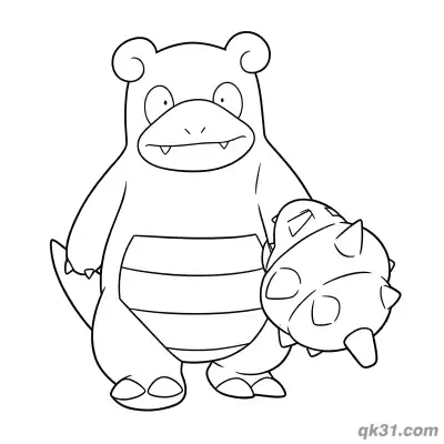 Free printable Galarian Slowbro Formal Upright Feet Coloring Page coloring page