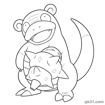 Free printable Galarian Slowbro Holding Its Tail Shell Coloring Page coloring page