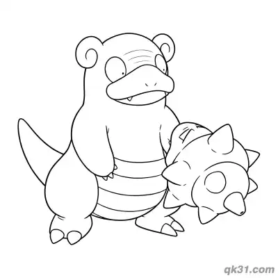 Free printable Galarian Slowbro Upright Standing Pose Coloring Page coloring page