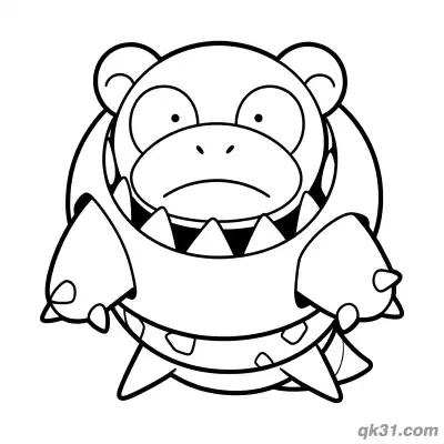Free printable Mega Slowbro Front Enclosed Shell Pose Coloring Page coloring page