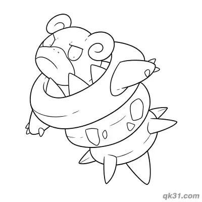 Free printable Mega Slowbro Twisted Wrap Shell Body Coloring Page coloring page