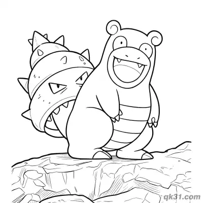 Free printable Slowbro Big Laugh on Cliff Edge Coloring Page coloring page