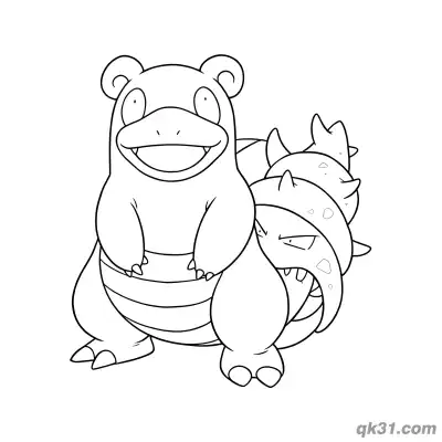 Free printable Slowbro Gentle Smiling Standing Pose Coloring Page coloring page