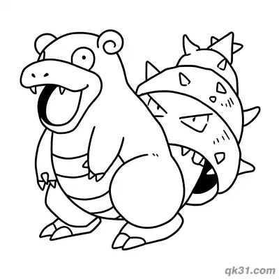 Free printable Slowbro Open Mouth Standing Coloring Page coloring page
