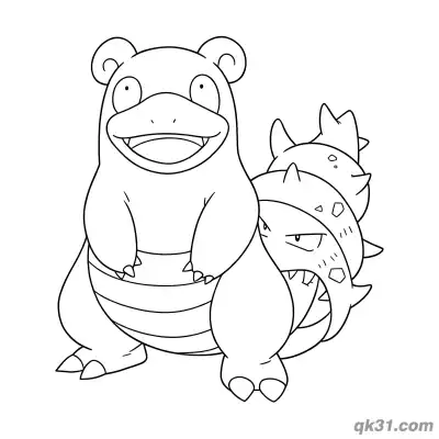 Free printable Slowbro Wide Mouth Laugh Happy Coloring Page coloring page