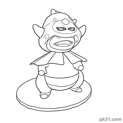 Free printable Galarian Slowking Angry Roaring on Base Coloring Page coloring page