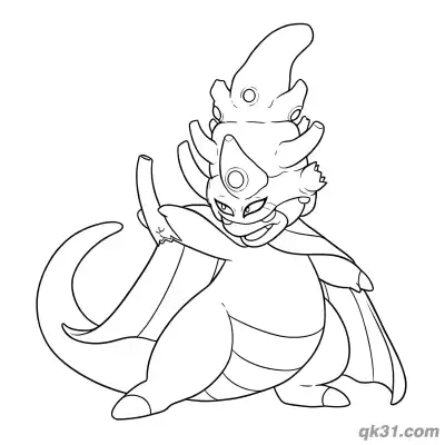 Free printable Galarian Slowking Domineering Squat with Cane Coloring Page coloring page