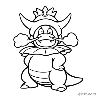Free printable Slowking Blowing Steam Out Tongue Squat Coloring Page coloring page