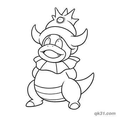 Free printable Slowking Hands on Hips Cute Standing Coloring Page coloring page