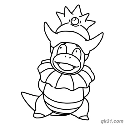 Free printable Slowking Hugging Body Happy Laugh Coloring Page coloring page