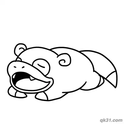 Free printable Slowpoke Deep Sleep Lying Down Pose Coloring Page coloring page