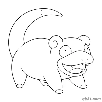Free printable Slowpoke Forward Walking Run Pose Coloring Page coloring page