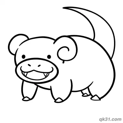 Free printable Slowpoke Four Leg Walking Forward Pose Coloring Page coloring page