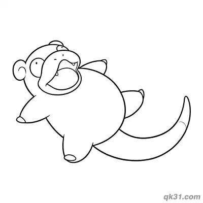 Free printable Slowpoke Lying on Back Pose Coloring Page coloring page