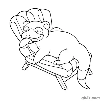 Free printable Slowpoke Napping on Lounge Chair Pose Coloring Page coloring page
