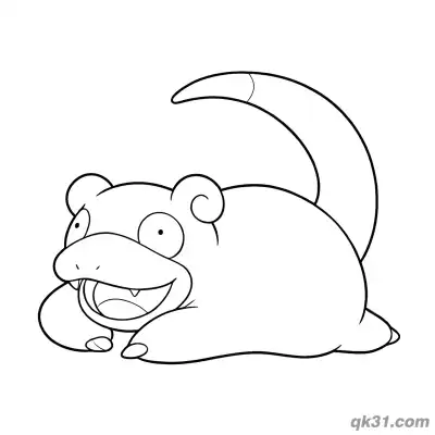Free printable Slowpoke Prone Grinning Pose Coloring Page coloring page