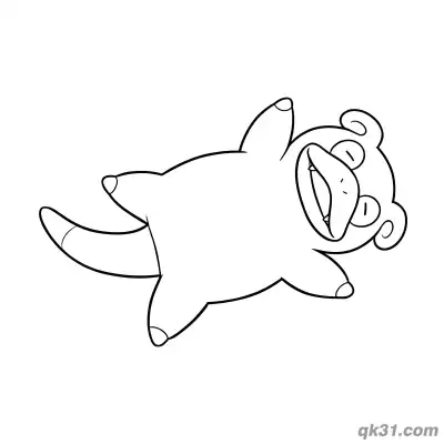 Free printable Slowpoke Side Reclining Relax Pose Coloring Page coloring page