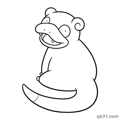 Free printable Slowpoke Sitting and Looking Back Coloring Page coloring page