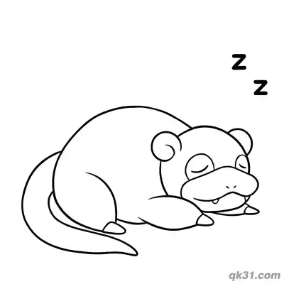 Free printable Slowpoke Sleeping Snoring Prone Pose Coloring Page coloring page