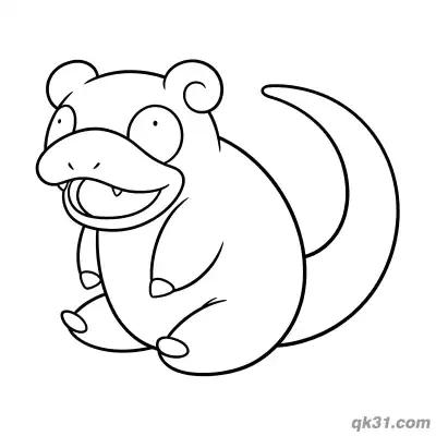 Free printable Slowpoke Squat Sitting Pose Coloring Page coloring page