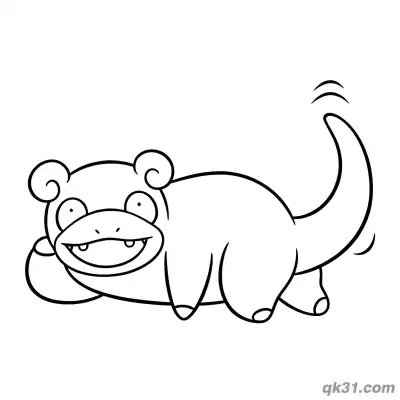 Free printable Slowpoke Wagging Tail Crawling Pose Coloring Page coloring page