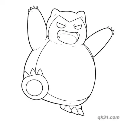 Free printable Angry Snorlax Pokémon Coloring Page coloring page