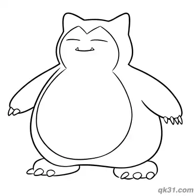 Free printable Classic Standing Snorlax Pokémon Printable Coloring Page coloring page