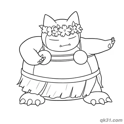 Free printable Hula Snorlax Pokémon Card Coloring Page coloring page