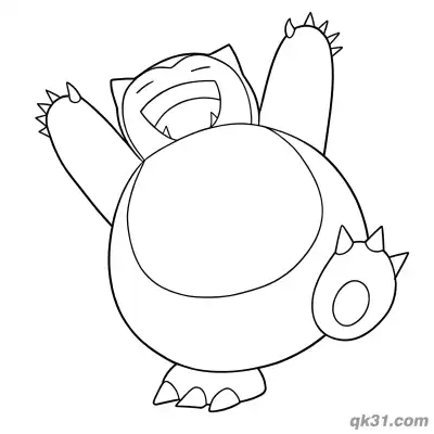 Free printable Jumping Cheering Snorlax Pokémon Coloring Page coloring page