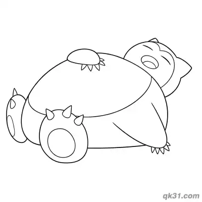 Free printable Side Sleeping Snorlax Pokémon Coloring Page PDF coloring page