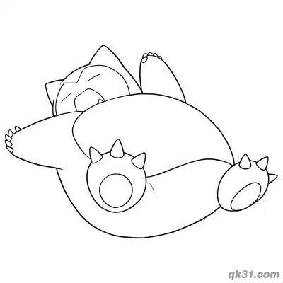 Free printable Sleeping Snorlax Pokémon Coloring Page PDF coloring page